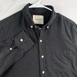 A Day's March Flannel Shirt Long Sleeve Men's Medium 100% Cotton Pocket Oxford
